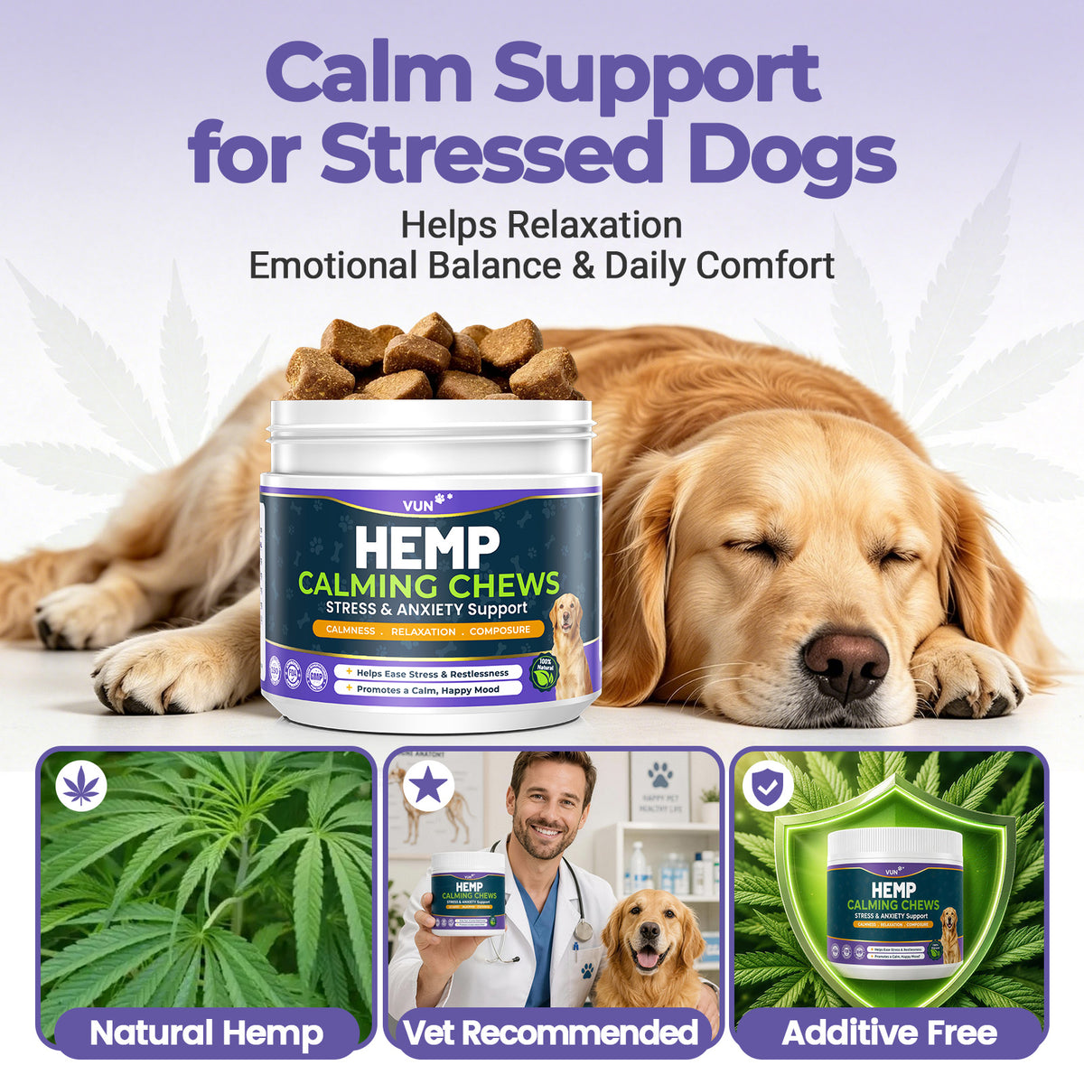 Hemp Calming Chews for Dogs, Advanced Dog Calming Chews melatonin for Dogs