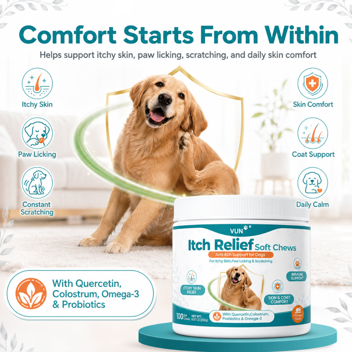 Dog Itching Skin Relief Chews,Anti Itch for Dogs, Itch Relief & Paw Licking