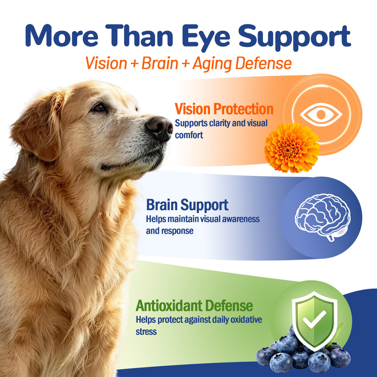 VUN Dog Eye Supplements-Dog Vision Supplement Soft Chew for Cloudy Eyes