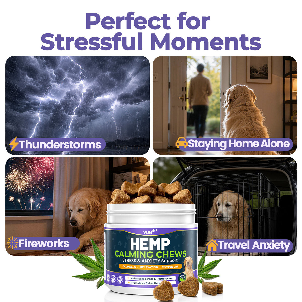 Hemp Calming Chews for Dogs, Advanced Dog Calming Chews melatonin for Dogs