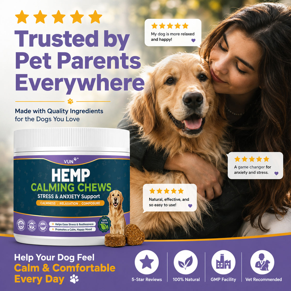 Hemp Calming Chews for Dogs, Advanced Dog Calming Chews melatonin for Dogs