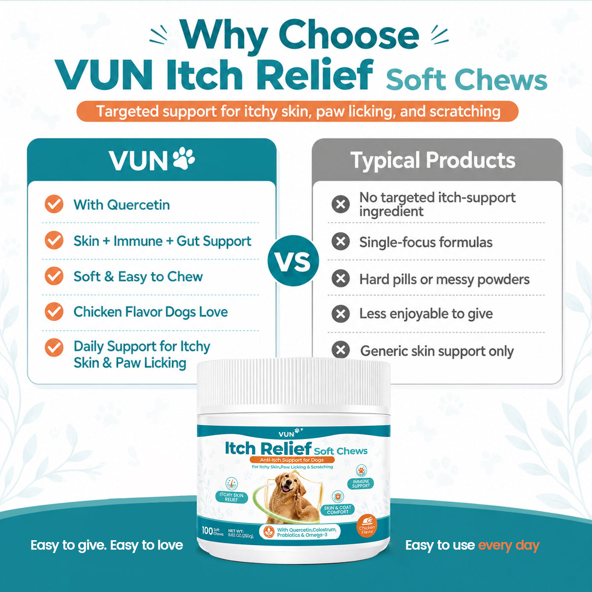 Dog Itching Skin Relief Chews,Anti Itch for Dogs, Itch Relief & Paw Licking