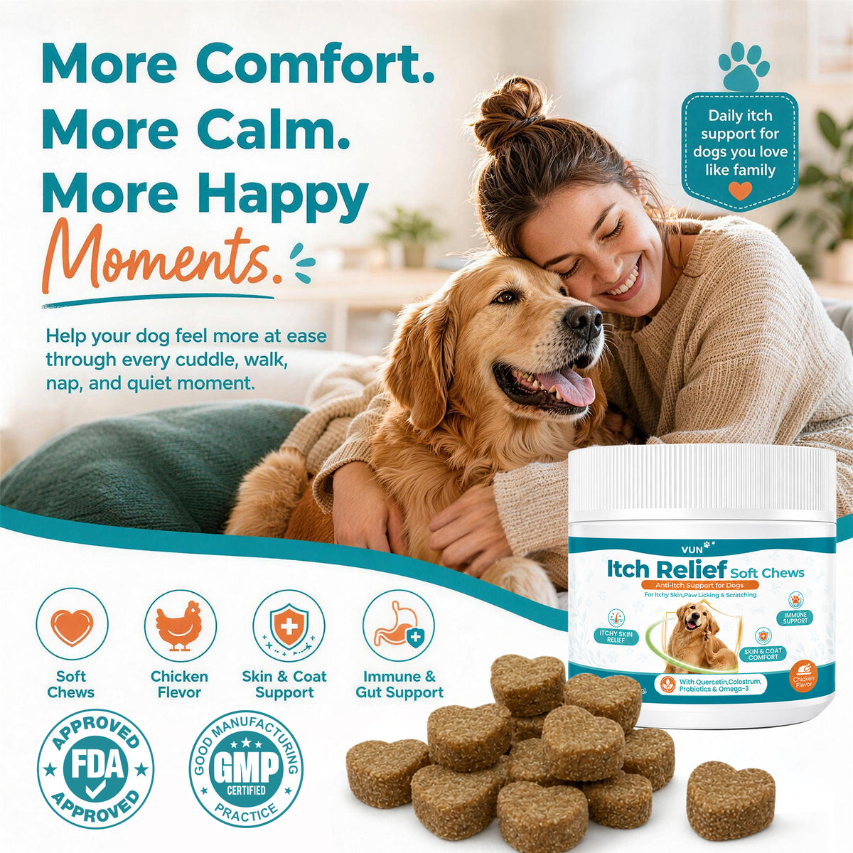 Dog Itching Skin Relief Chews,Anti Itch for Dogs, Itch Relief & Paw Licking