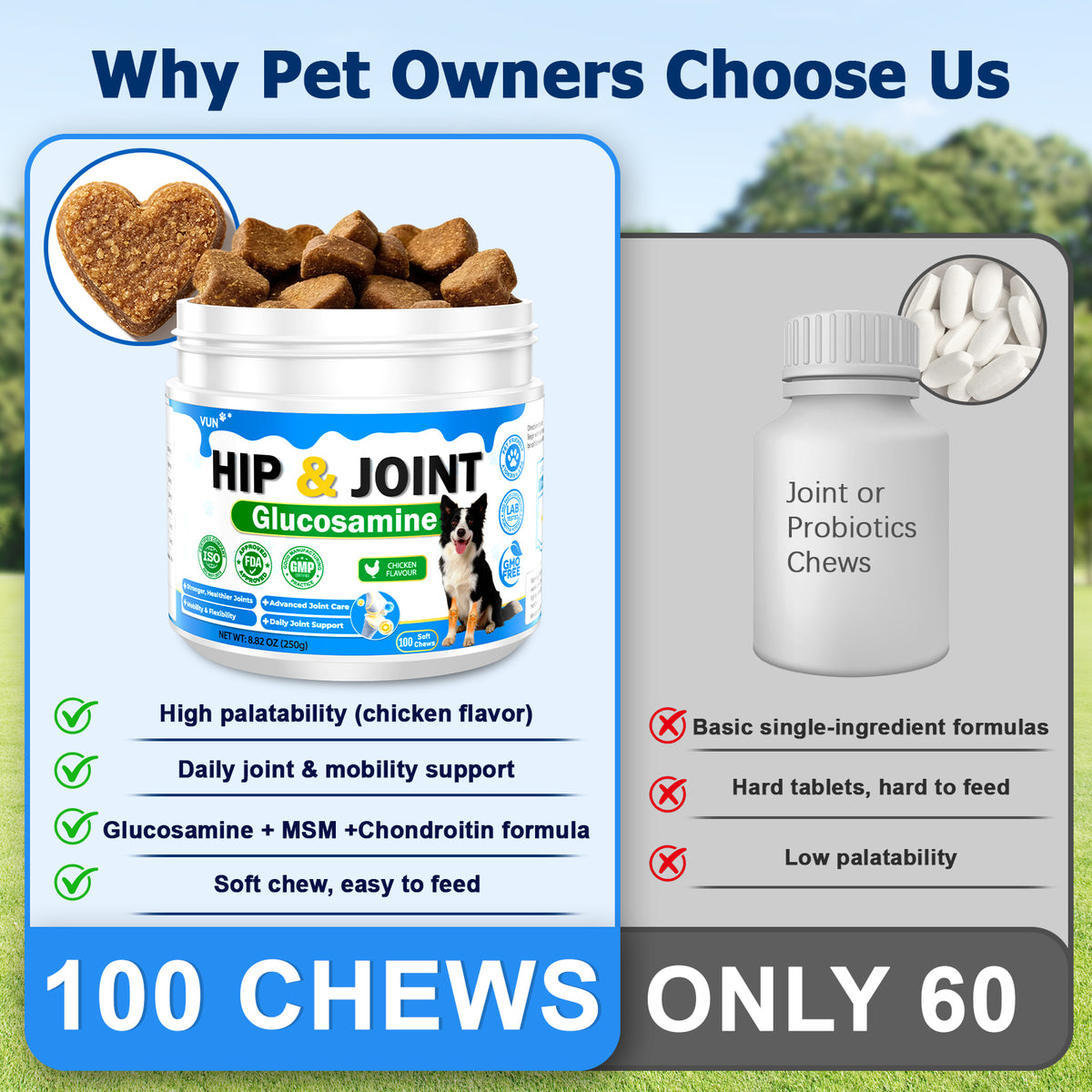 Hip and Joint Supplement for Dogs, Glucosamine Support for Dogs Joints Care
