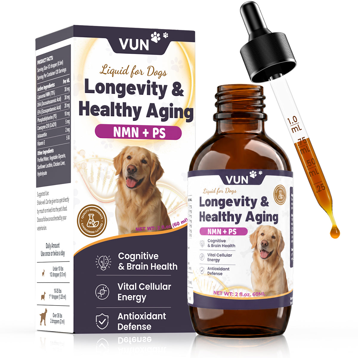 VUN NAD+ Longevity Supplement for Senior Dogs & Cats Cognitive