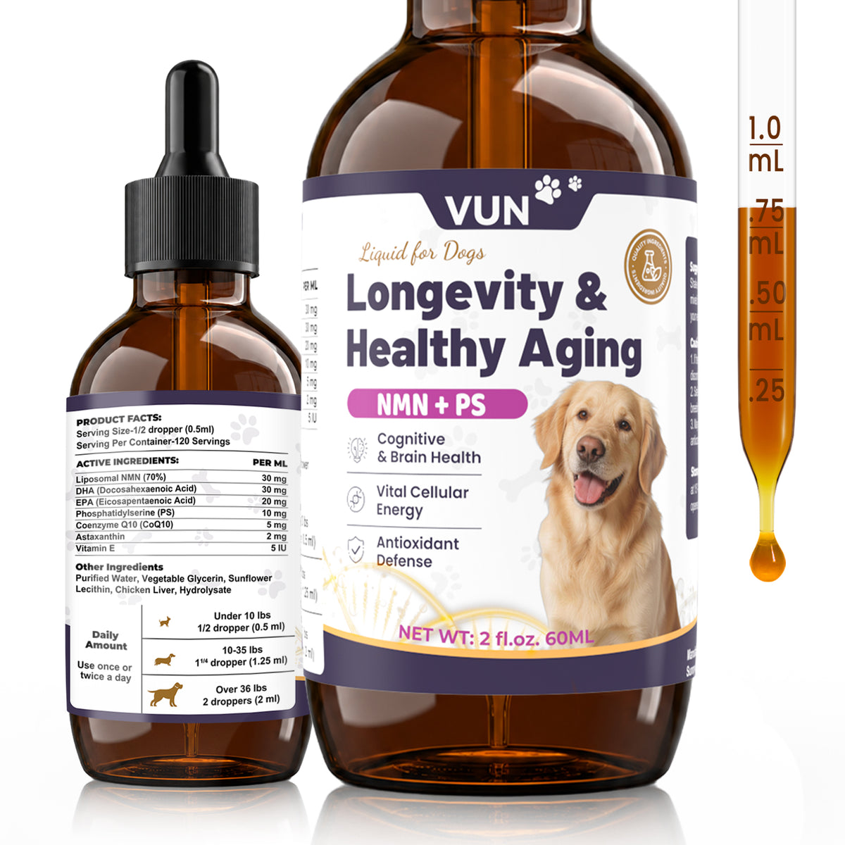 VUN NAD+ Longevity Supplement for Senior Dogs & Cats Cognitive