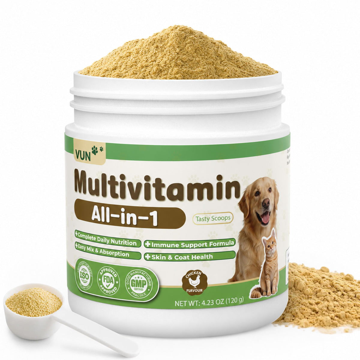 VUN Pet Daily Dog Vitamins Supplements Multivitamin Powder for Dogs