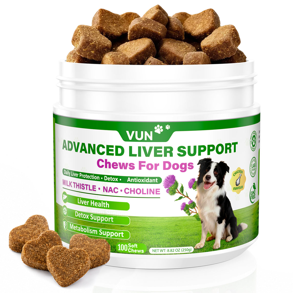 VUN Milk Thistle Supplement for Dogs,Dog Liver Support Soft Chew