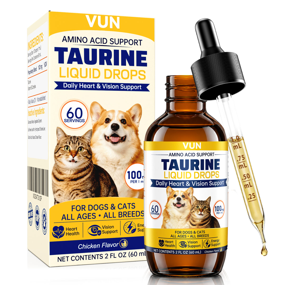 Taurine for Dogs - Taurine Liquid Supplement for Cats Healthy Vision, Heart