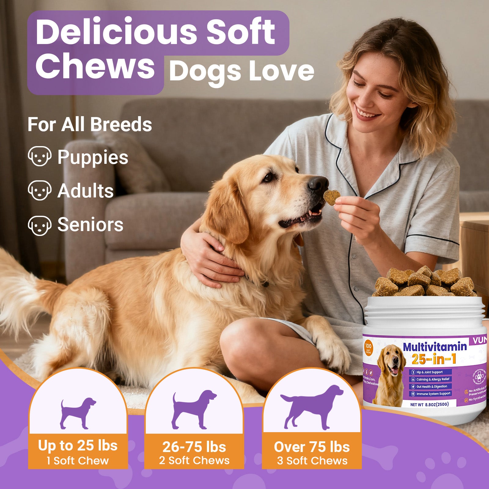 Soft Chews for Skin, Coat, Joints, Digestion & Immunity