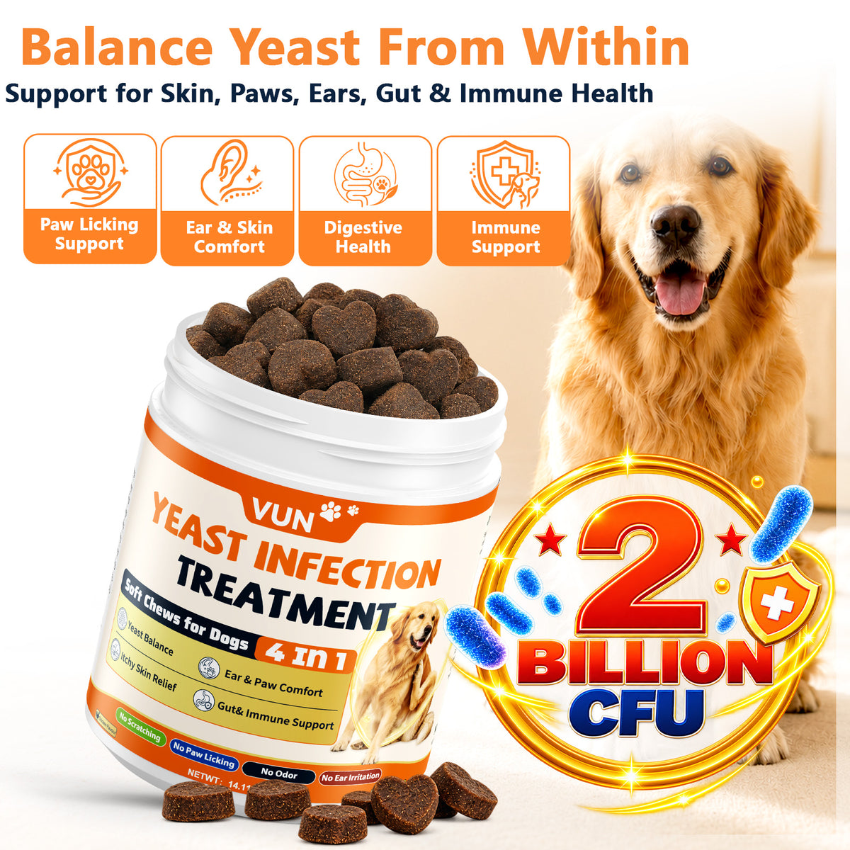 Yeast Infection Treatment for Dogs-Yeast for Dog Ear & Paw Redness