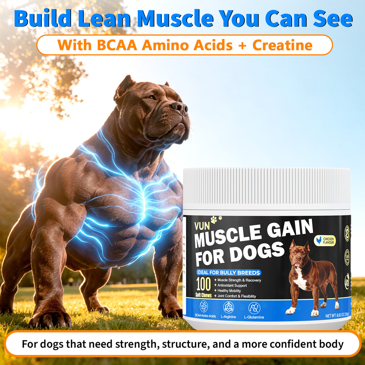 VUN Muscle Gain Power Soft Chews for Dogs– Dog Weight Gainer Treats