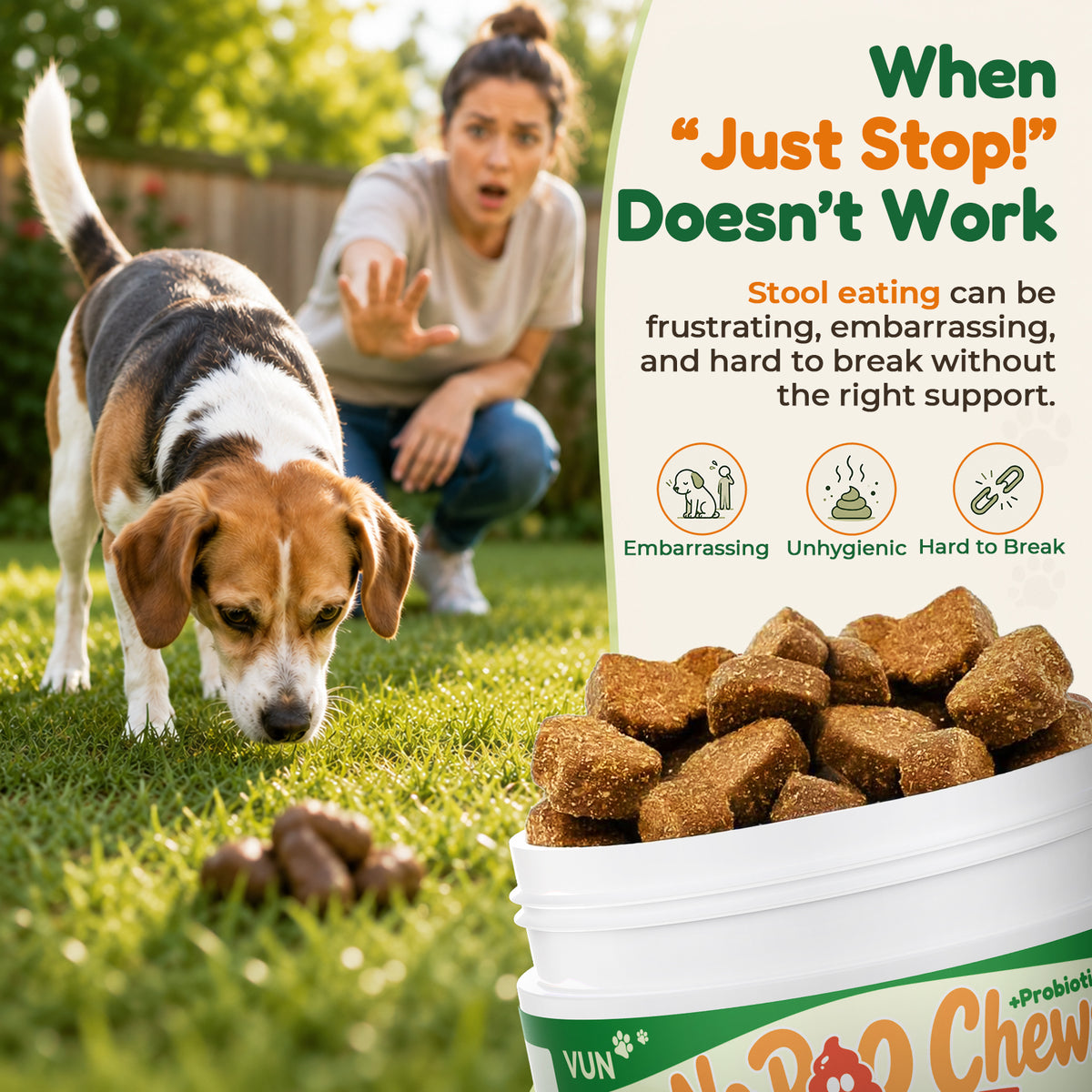 VUN No Poo Chews for Dogs – Coprophagia Stool Eating Deterrent for Dogs