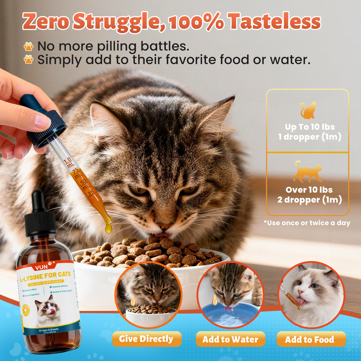VUN L Lysine for Cats-Liquid Lysine Drops for Cat Immune & Respiratory