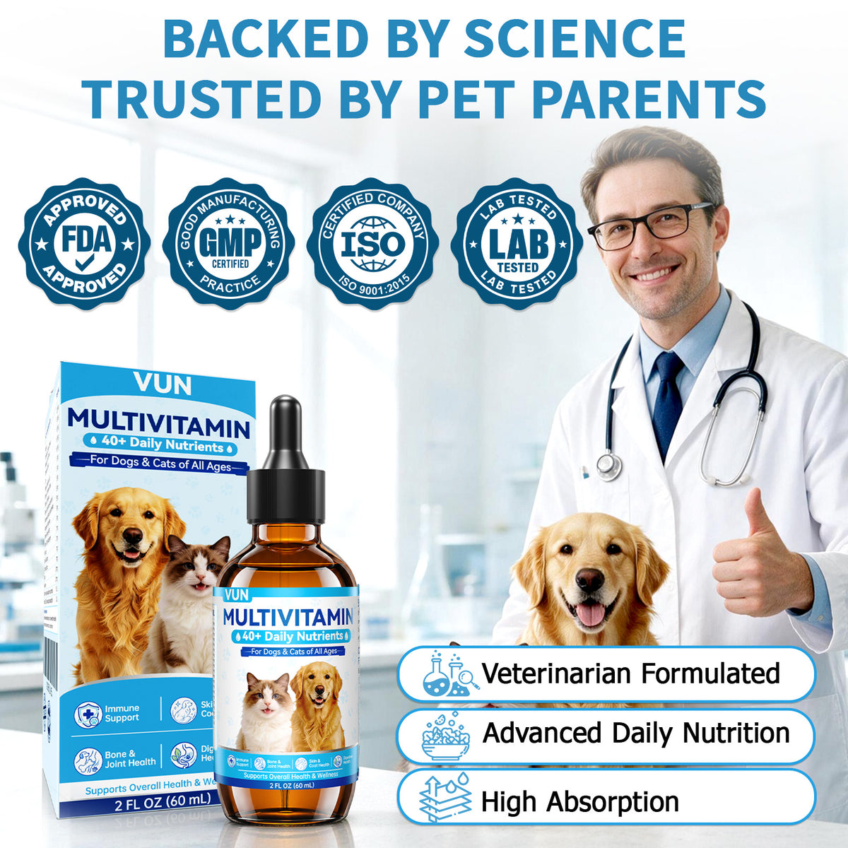 Cat & Dog Multivitamin Liquid Cranberry pet Vitamins and Supplements