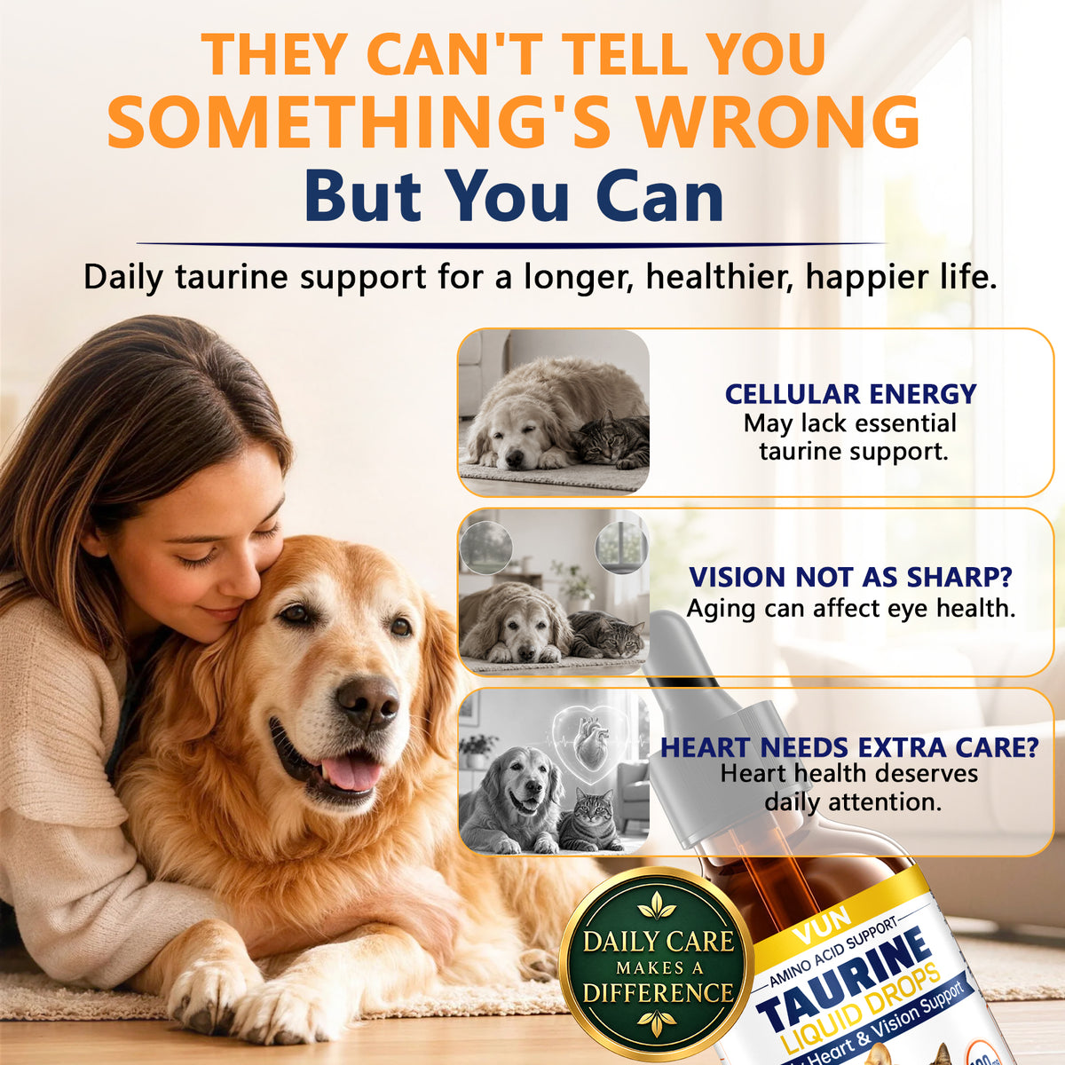 Taurine for Dogs - Taurine Liquid Supplement for Cats Healthy Vision, Heart