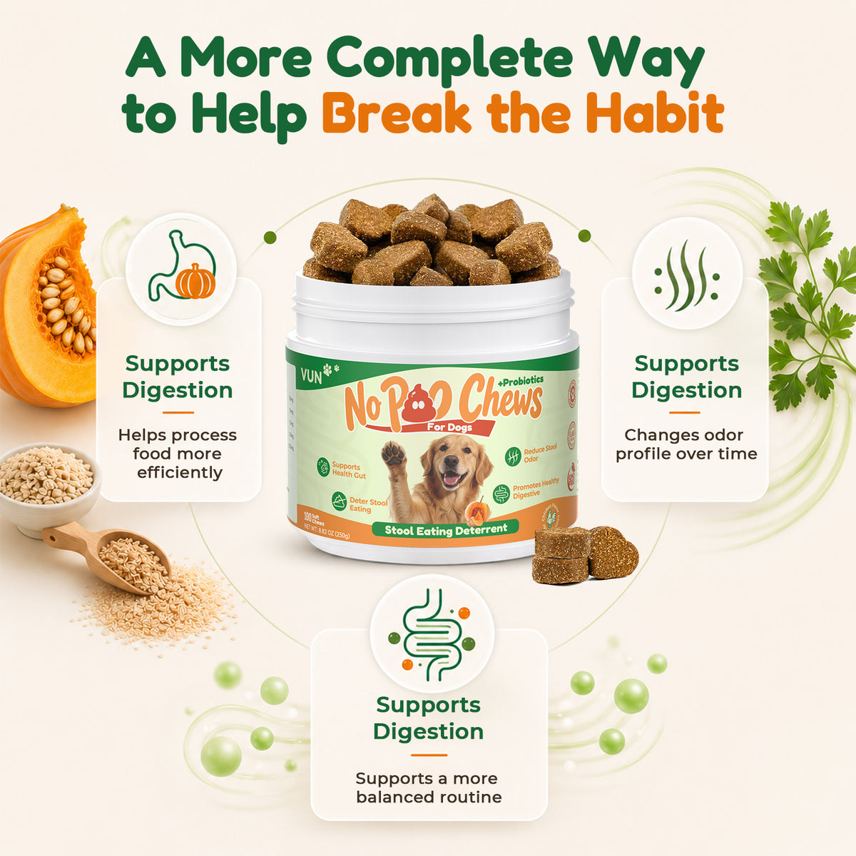 VUN No Poo Chews for Dogs – Coprophagia Stool Eating Deterrent for Dogs