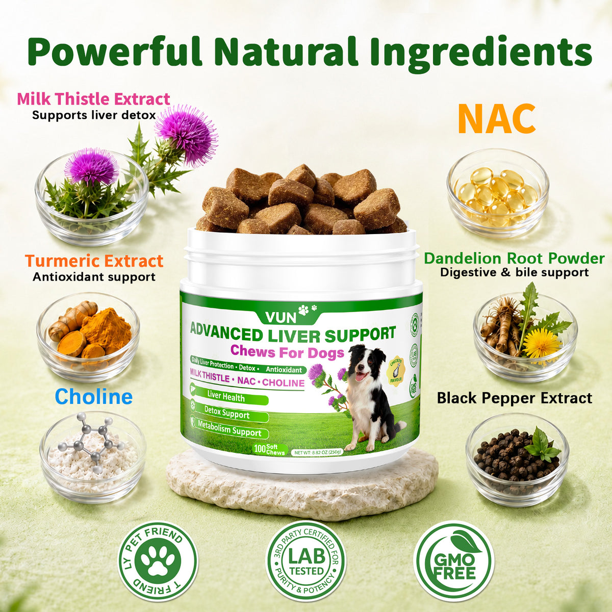 VUN Milk Thistle Supplement for Dogs,Dog Liver Support Soft Chew