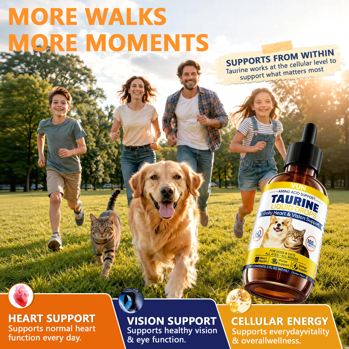 Taurine for Dogs - Taurine Liquid Supplement for Cats Healthy Vision, Heart