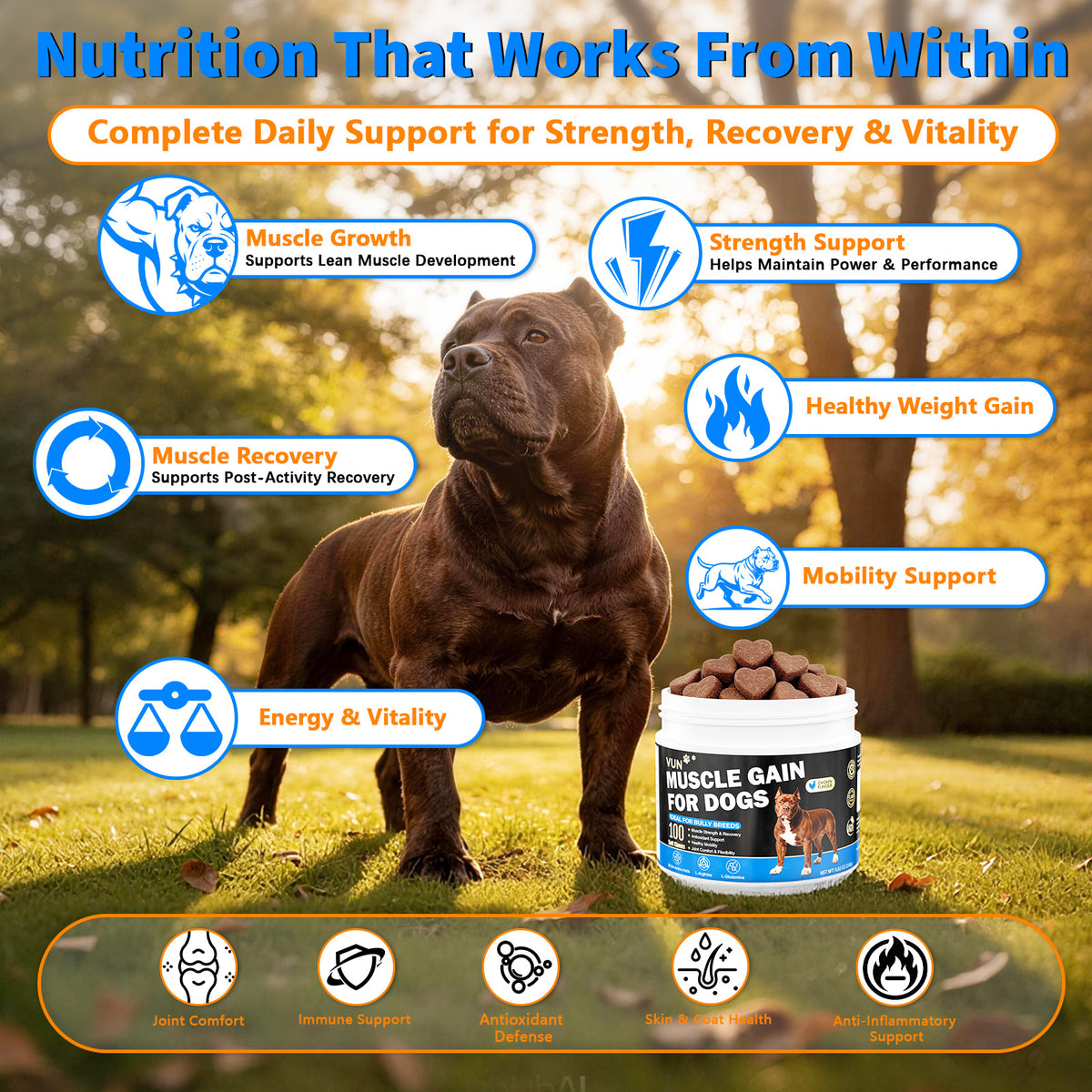 VUN Muscle Gain Power Soft Chews for Dogs– Dog Weight Gainer Treats