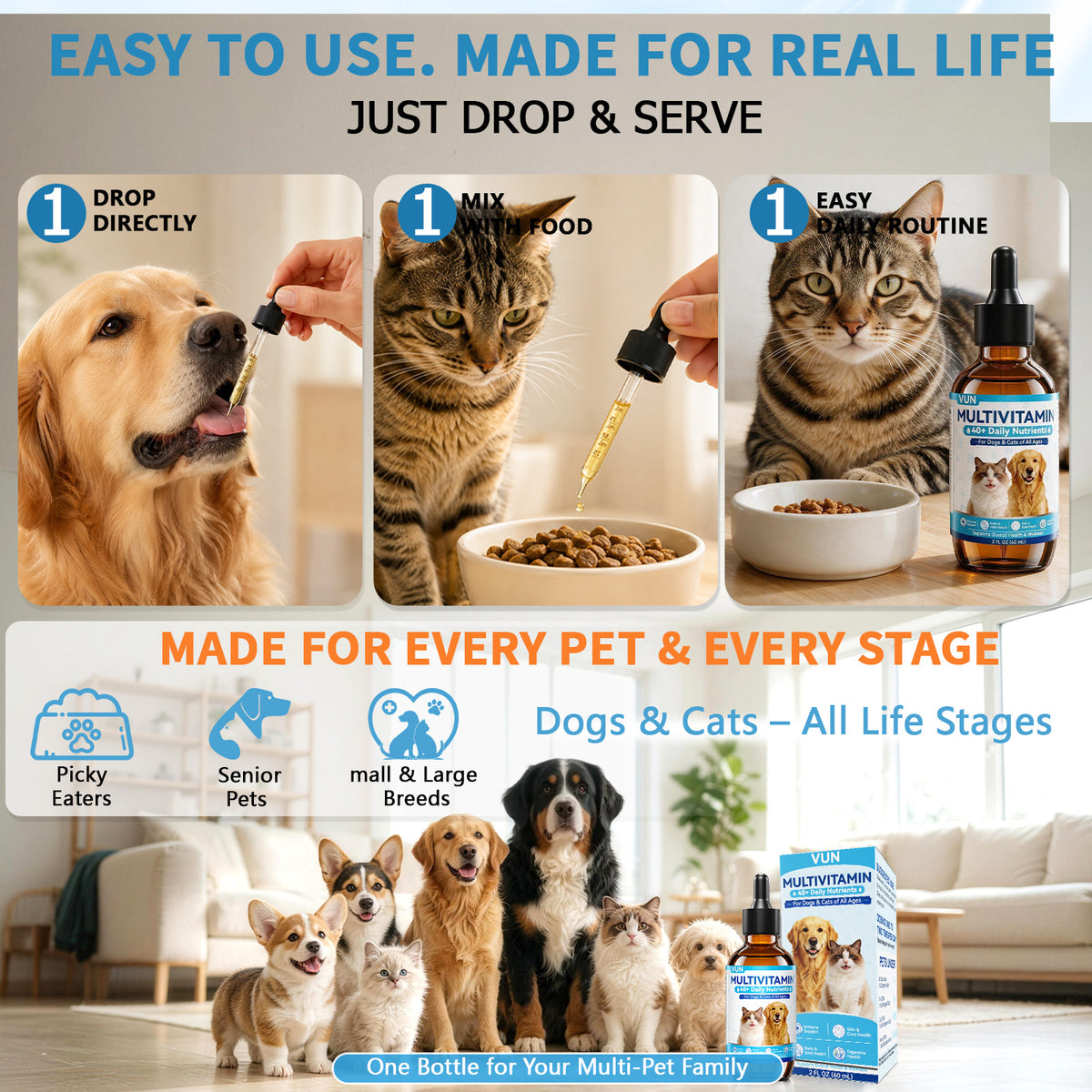 Cat & Dog Multivitamin Liquid Cranberry pet Vitamins and Supplements