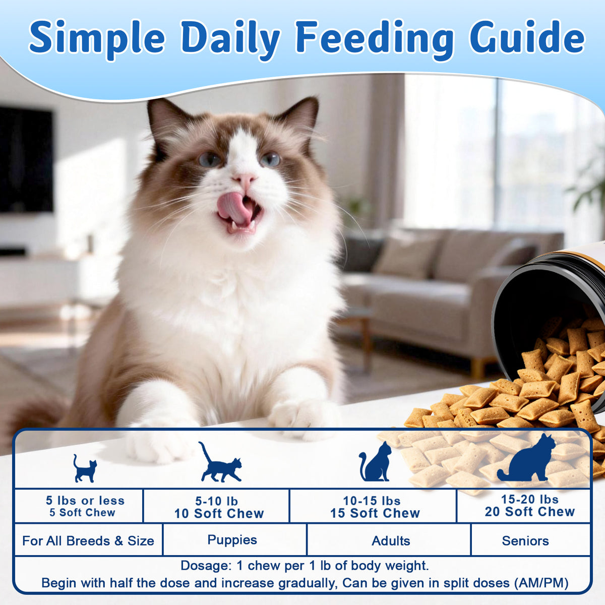 VUN Cat Vitamins Crunchy&Creamy Chews-Multivitamin for Indoor Cats