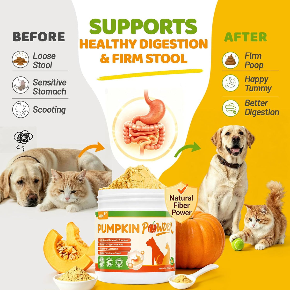 VUN Pet Pumpkin Powder for Dogs & Cats – Digestive & Gut Health Support
