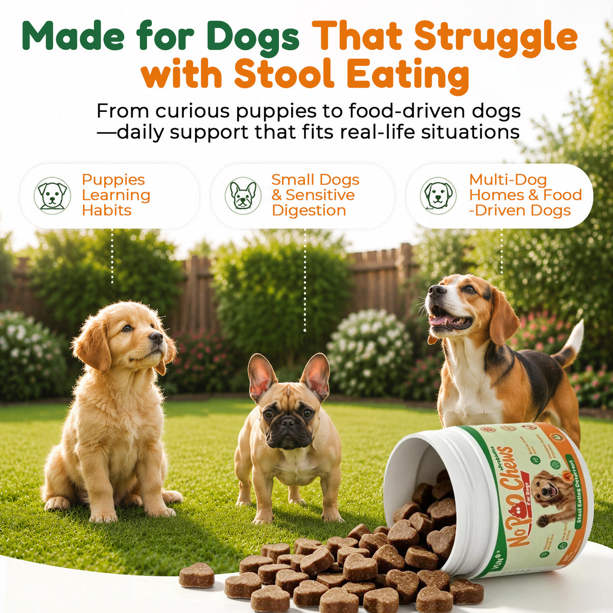 VUN No Poo Chews for Dogs – Coprophagia Stool Eating Deterrent for Dogs