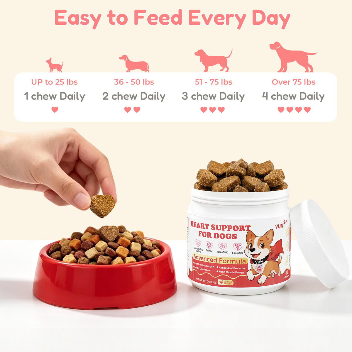 VUN Dog Heart Supplements–Senior Dogs Cardio Support Soft Chews
