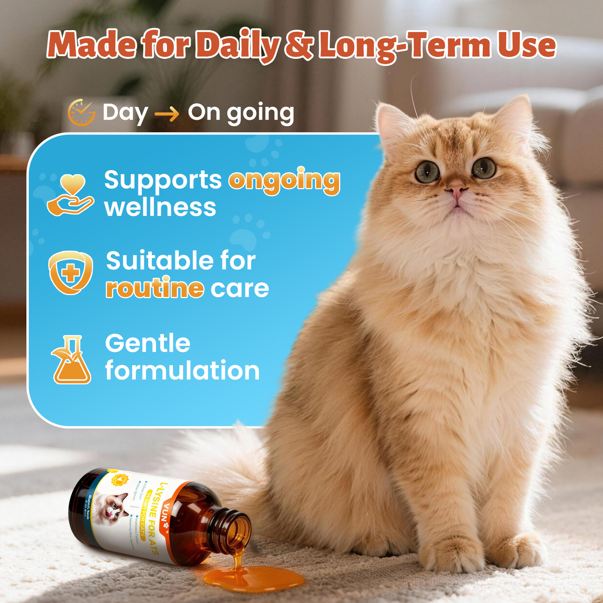 VUN L Lysine for Cats-Liquid Lysine Drops for Cat Immune & Respiratory