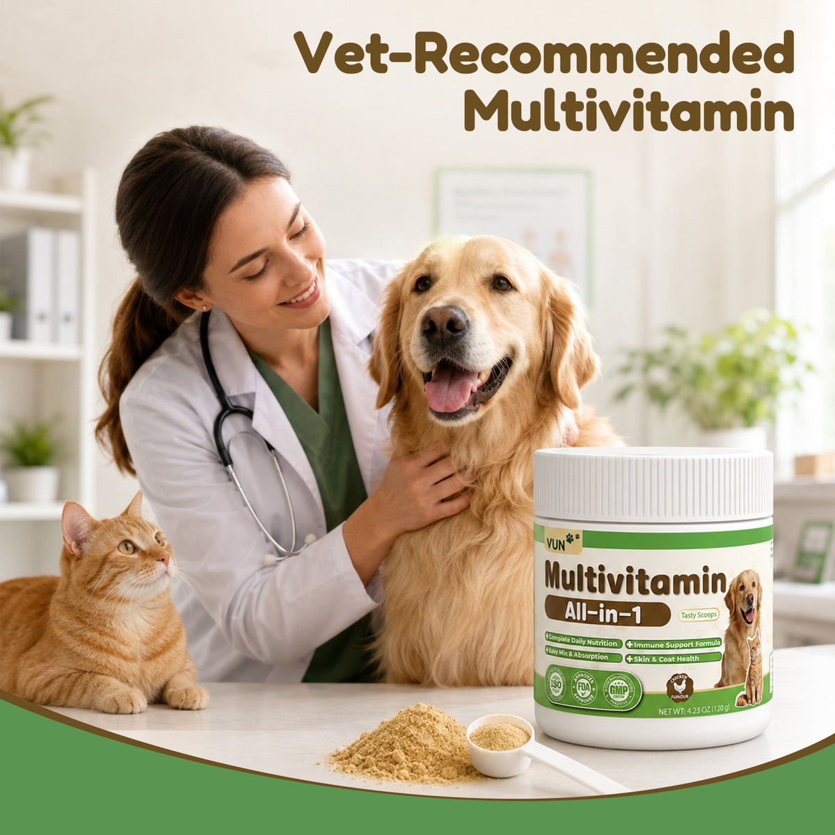 VUN Pet Daily Dog Vitamins Supplements Multivitamin Powder for Dogs