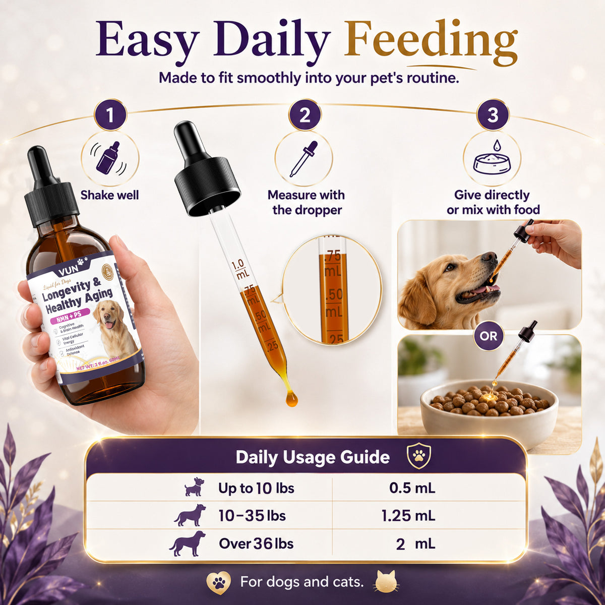 VUN NAD+ Longevity Supplement for Senior Dogs & Cats Cognitive