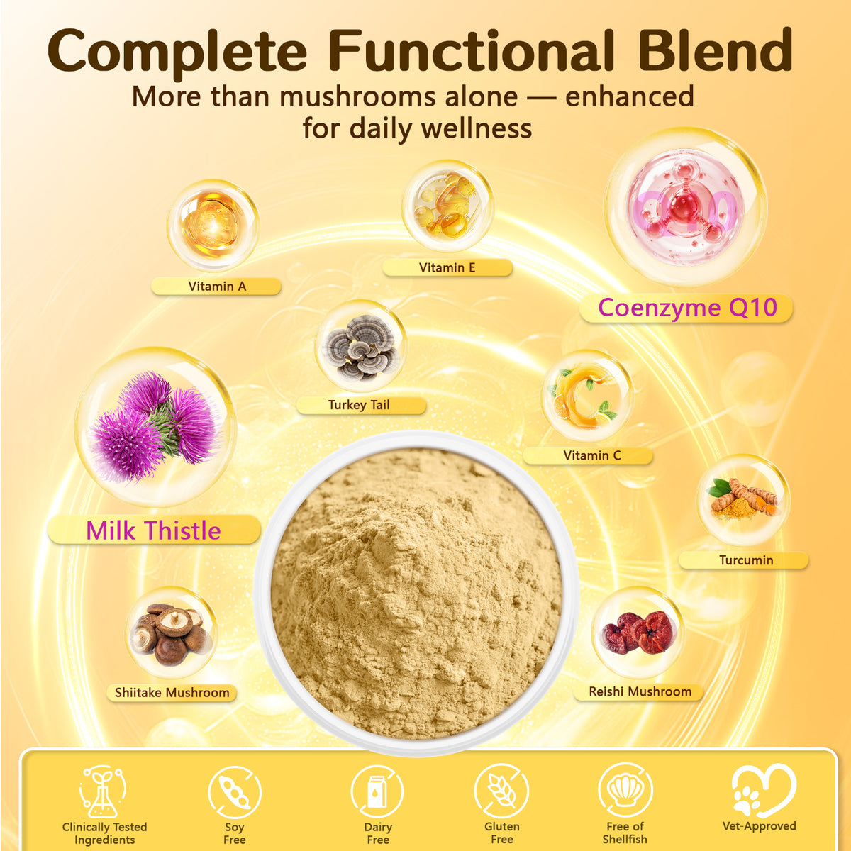 VUN 5-in-1 Mushroom Powder for Dogs & Cats – Daily Wellness Support