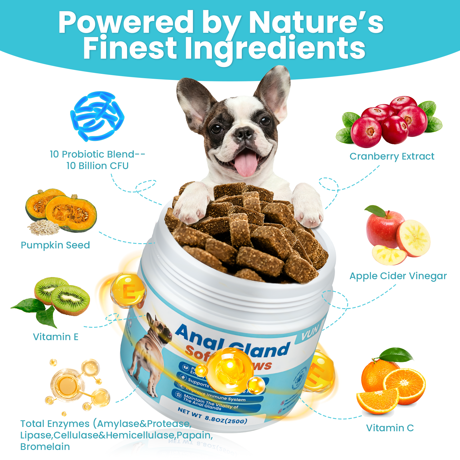 VUN Dog Anal Gland Support Soft Chews | Digestive & Gland Health Formula