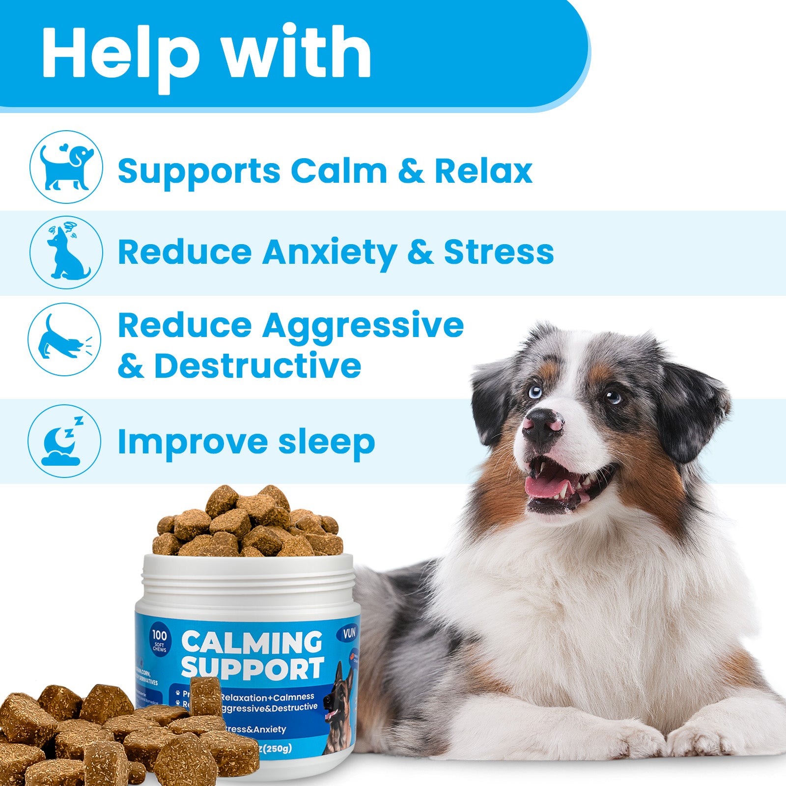 VUN Calming Soft Chews for Dogs | Daily Calm & Relaxation Support
