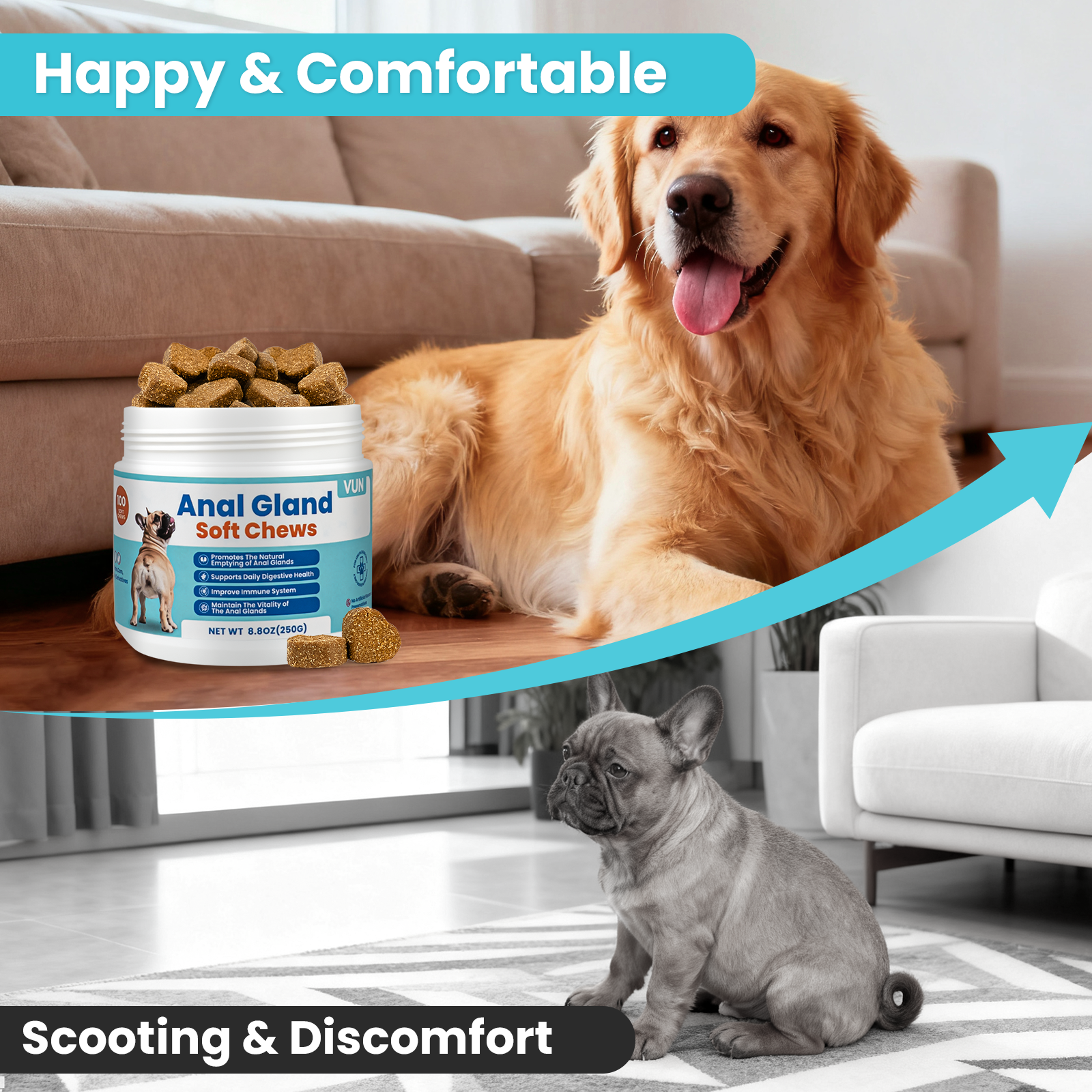 VUN Dog Anal Gland Support Soft Chews | Digestive & Gland Health Formula