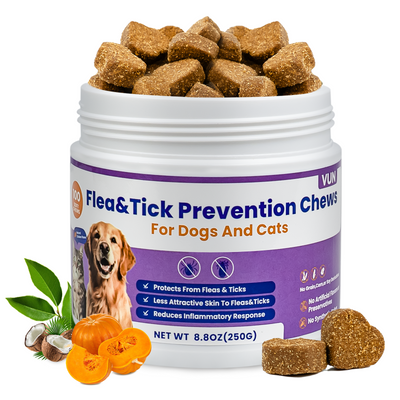 VUN Flea & Tick Prevention Soft Chews for Dogs | Skin & Coat Support Formula