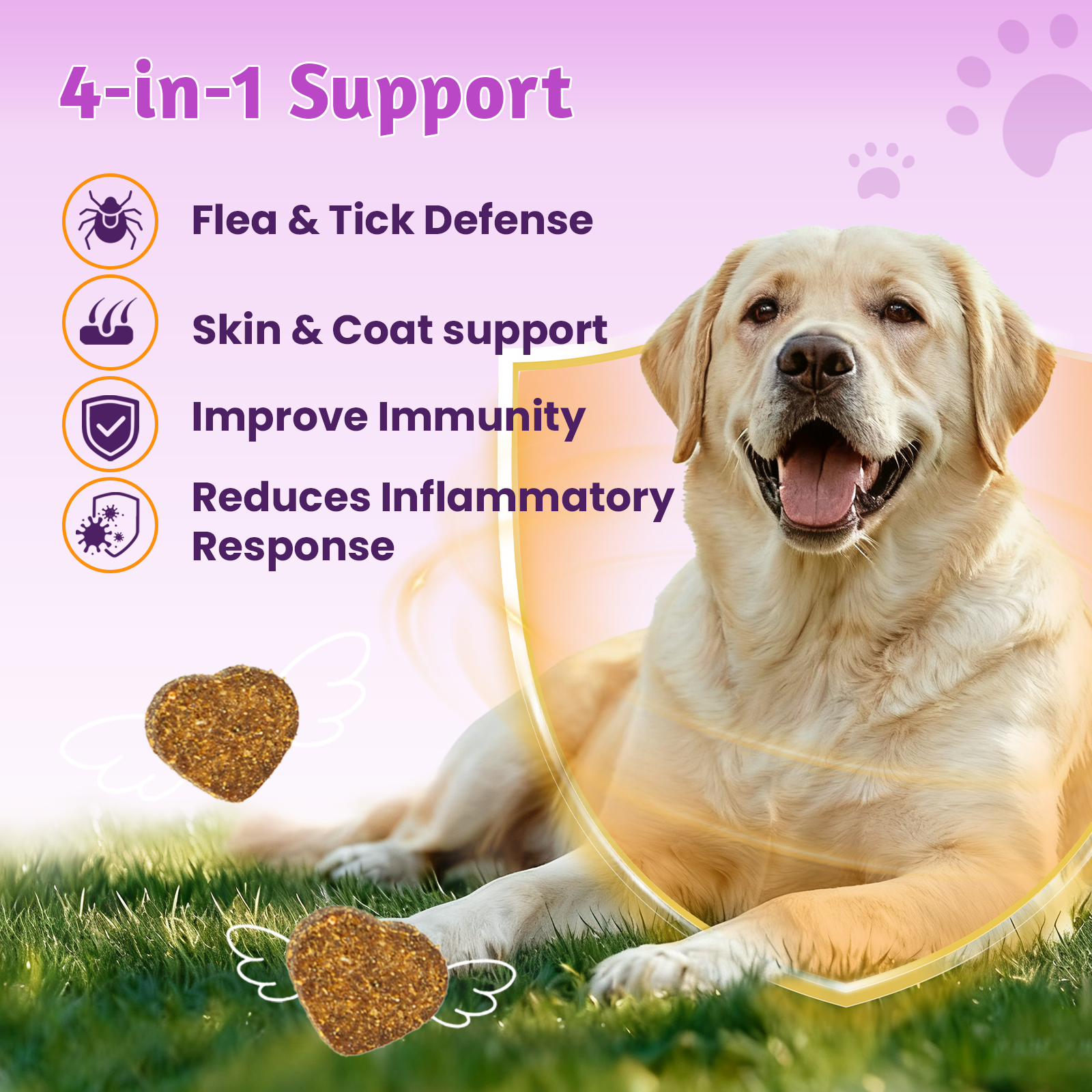 VUN Flea & Tick Prevention Soft Chews for Dogs | Skin & Coat Support Formula