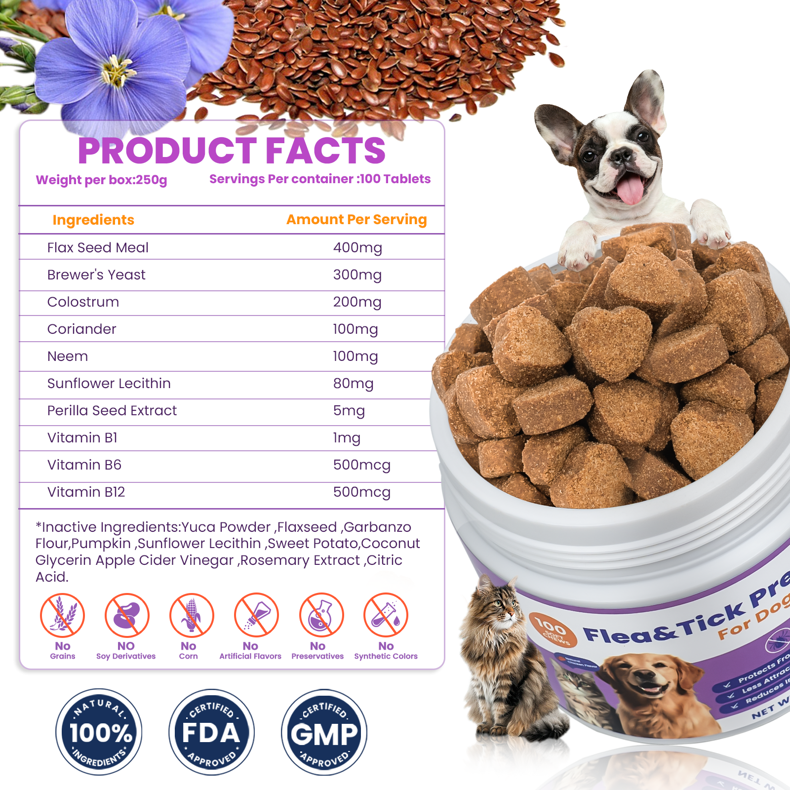 VUN Flea & Tick Prevention Soft Chews for Dogs | Skin & Coat Support Formula