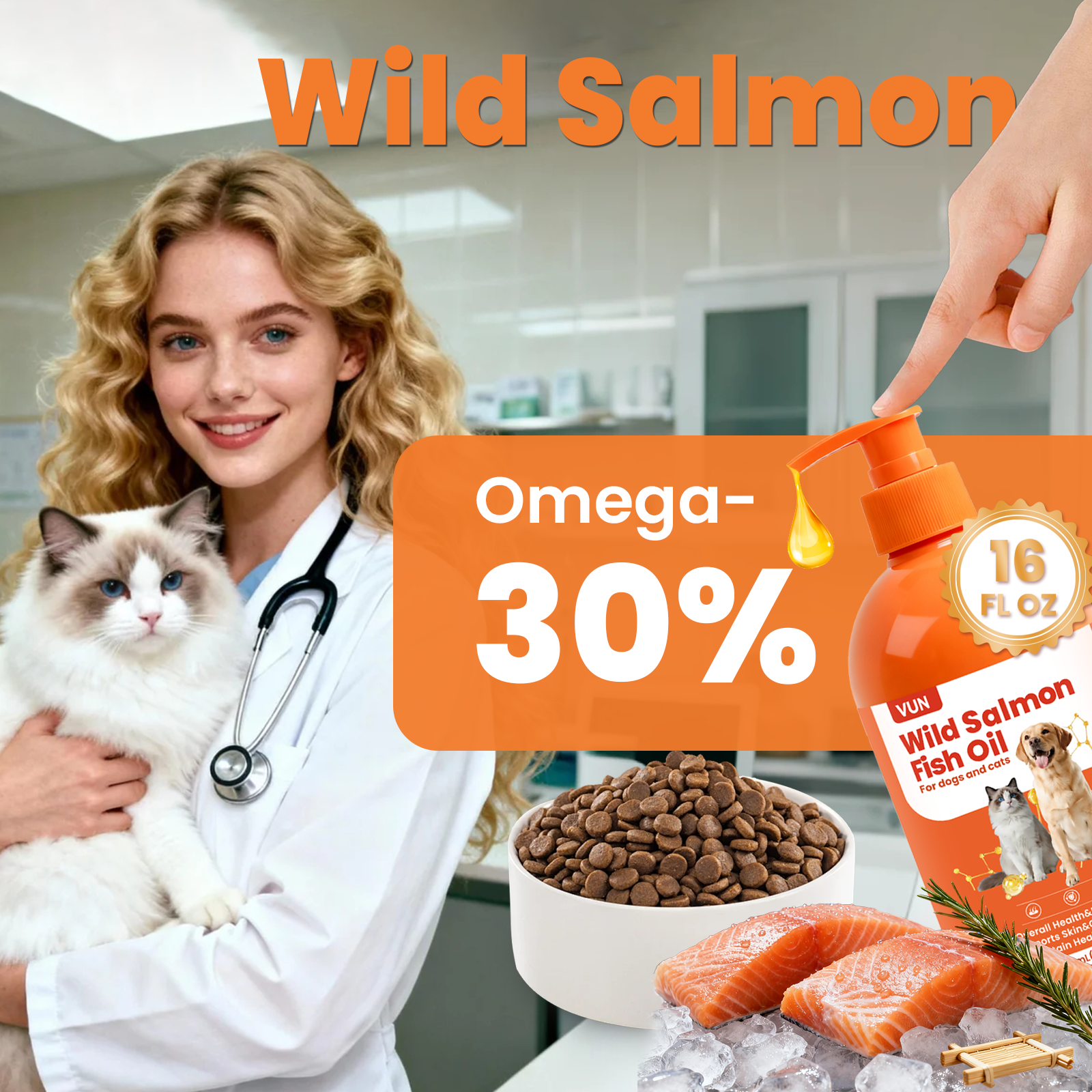 VUN Omega 3 Fish Oil for Dogs | Skin, Coat & Joint Support Formula