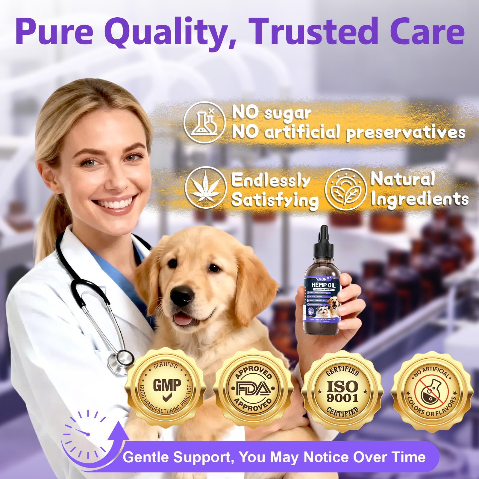 VUN Hemp Oil for Dogs & Cats | Calming, Mobility & Omega 3-6-9 Support