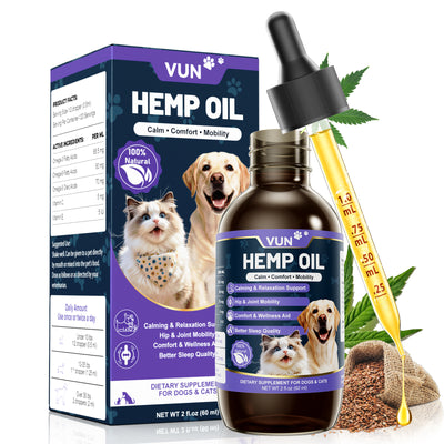 VUN Hemp Oil for Dogs & Cats | Calming, Mobility & Omega 3-6-9 Support