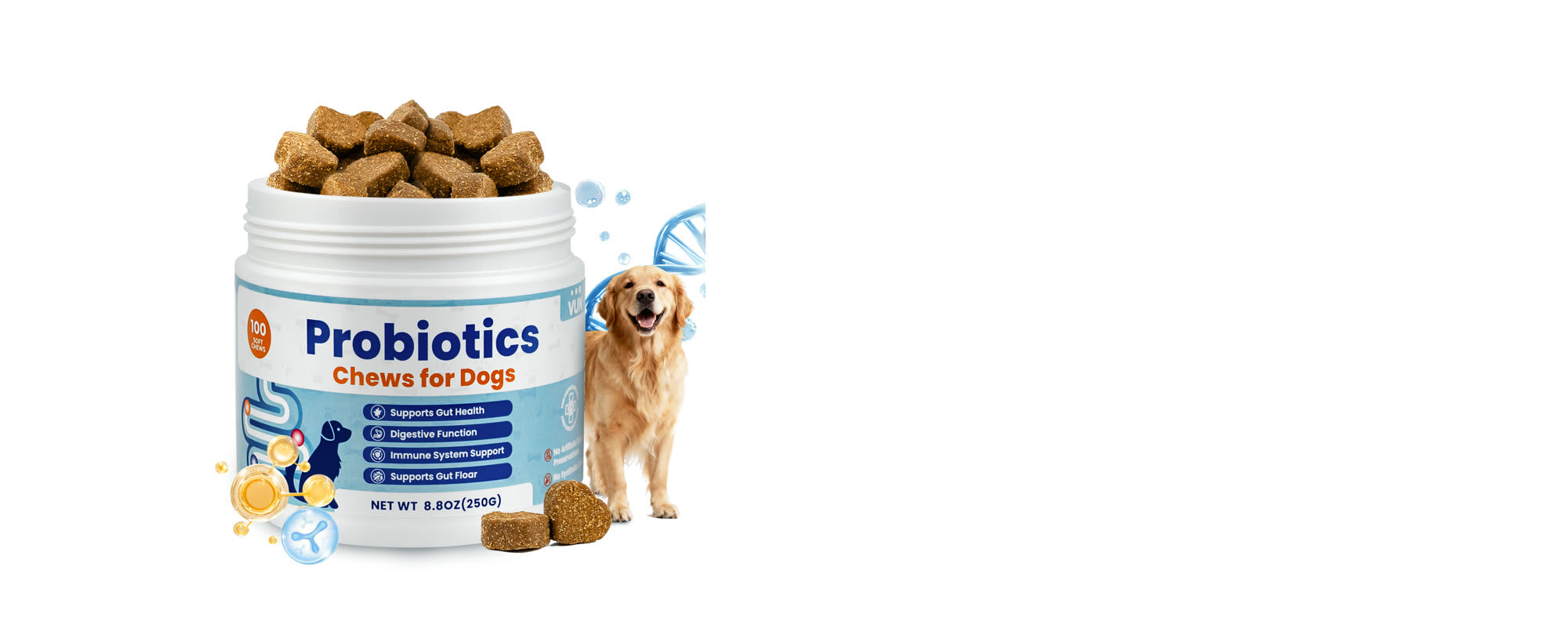 VUN Dog Probiotic Soft Chews | Daily Digestive Wellness Supplement